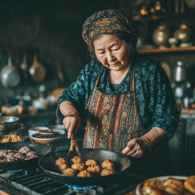 Пожилая пара готовит здоровую еду на кухне