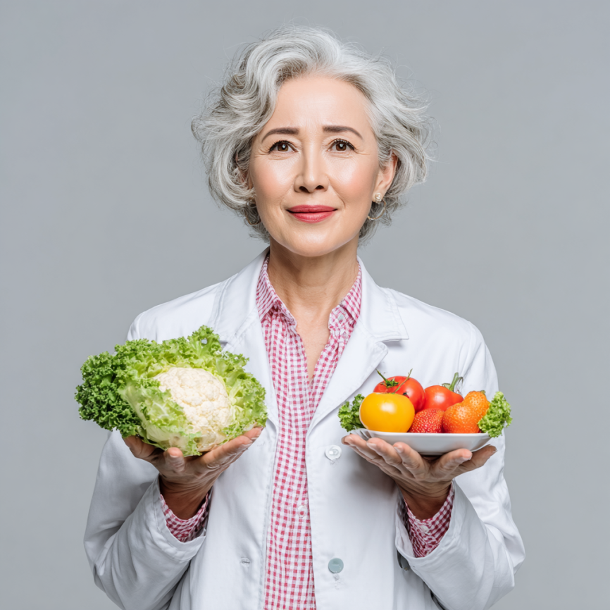 Счастливые пожилые люди с полезными продуктами
